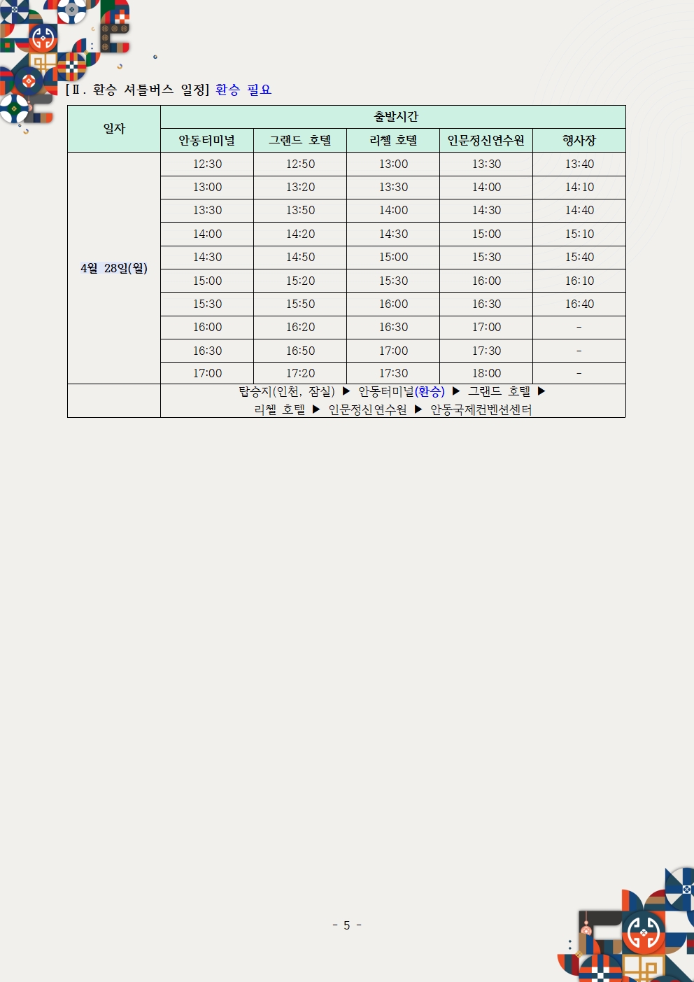 제26차 세계대표자대회 및 수출상담회 2025 KOREA BUSINESS EXPO ANDONG_셔틀버스 공지사항005.jpg 이미지입니다.