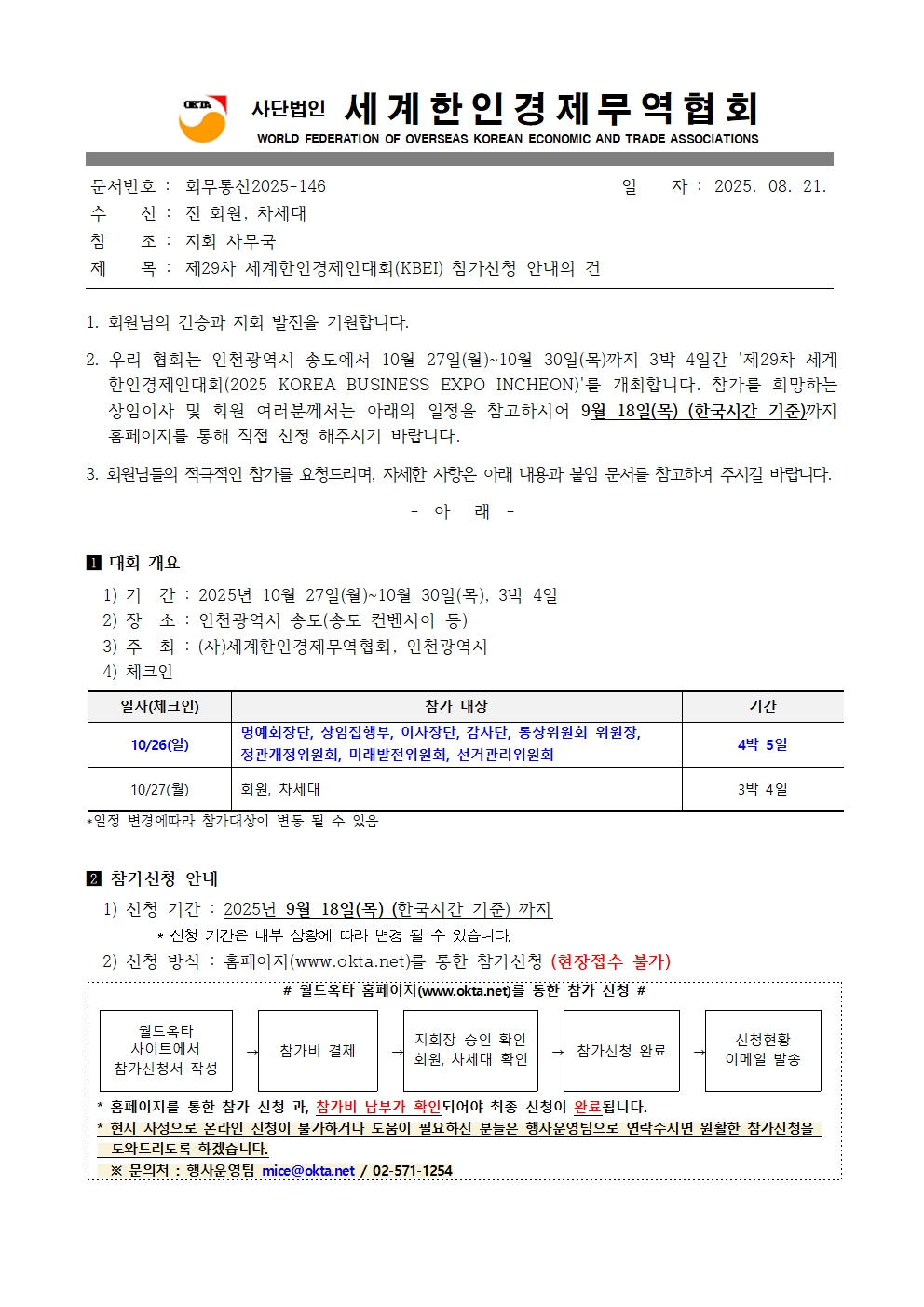 [회무통신2025-146]제29차 세계한인경제인대회(KBEI) 참가신청 안내의 건001.jpg 이미지입니다.